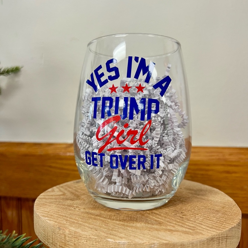 Trump Girl Stemless Wine Glass